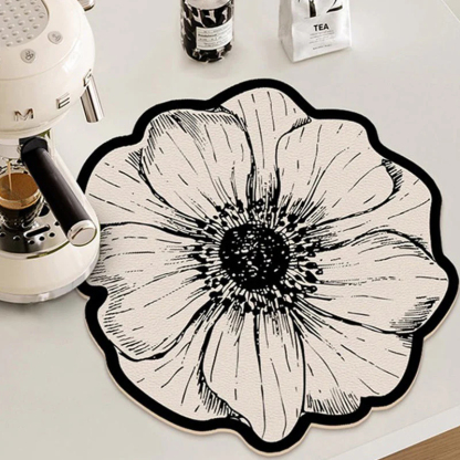 Odkvapkávacia podložka v tvare kvetu na kuchynskú pracovnú dosku 💦