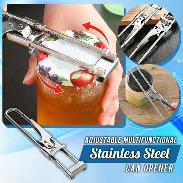 🍾 Adjustable Stainless Steel Bottle Opener – Anti-Slip Design, Effort-Saving Grip & Universal Fit