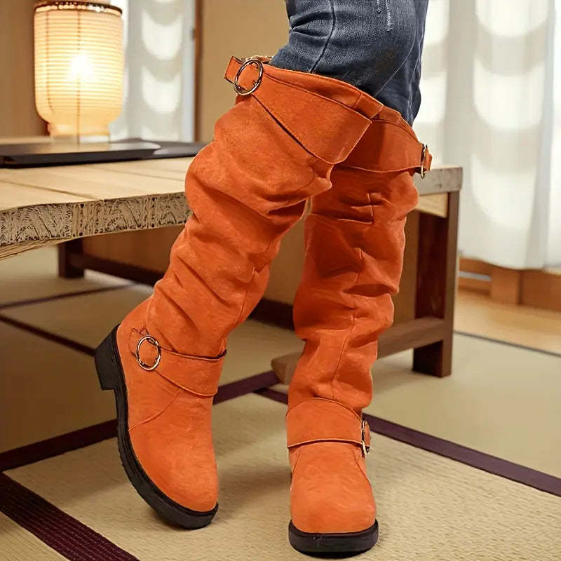 🔥Posledný deň akcie 50% ZĽAVA - Dámske retro semišové jazdecké topánky s rukávmi