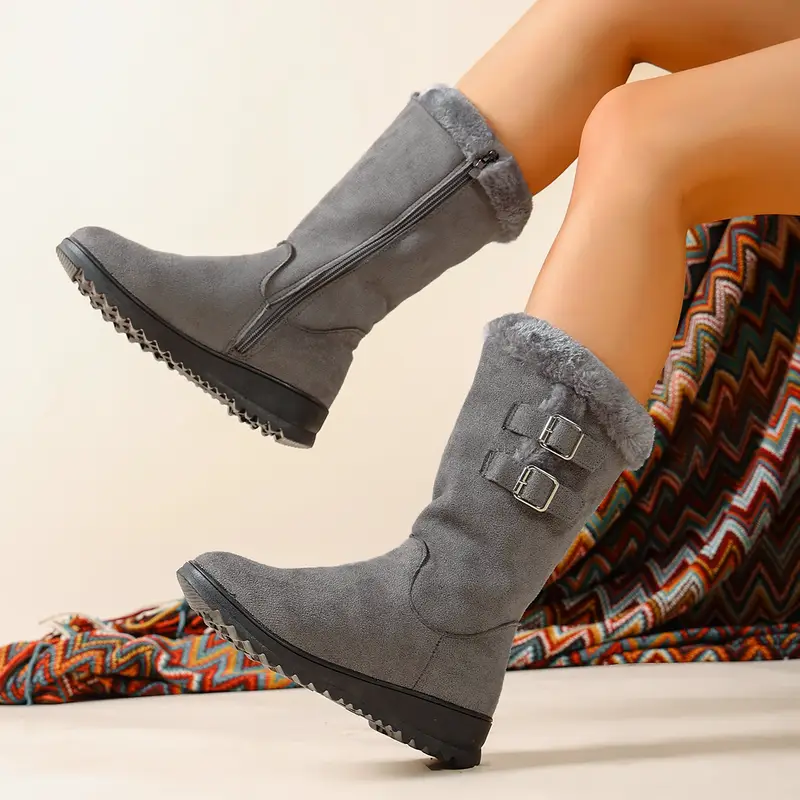 womens   calf boots with side zipper plush rubber sole   comfortable casual dress shoes with arch support cushioned insole   versatile for music festivals travel casual attire cute boots festival footwear Product details 0