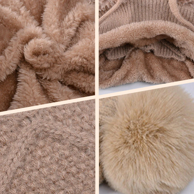 štýlová, hrubá pletená zimná čiapka s teplou pokrývkou tváre a šatkou