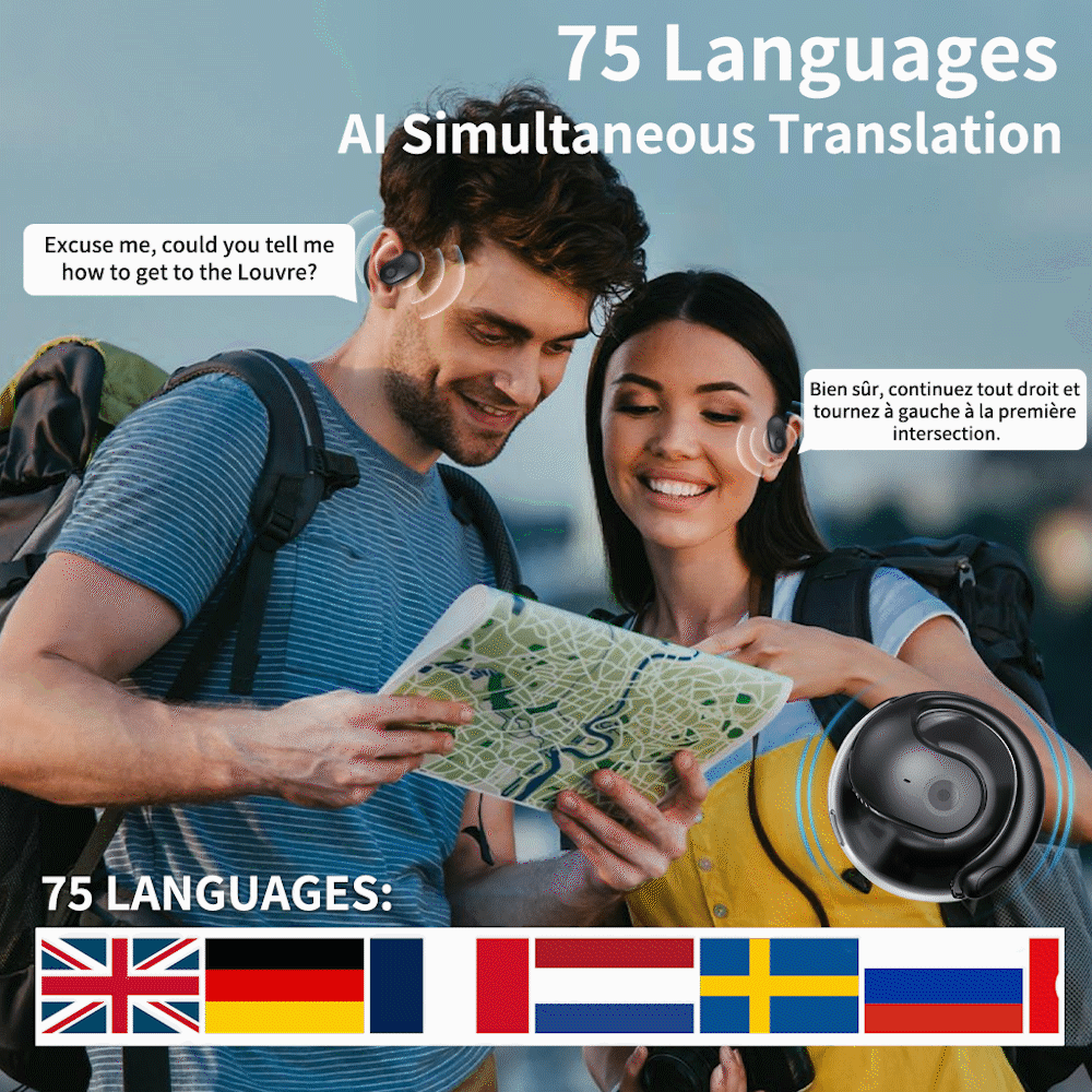 Bezdrôtové slúchadlá OWS Bluetooth 5.4 s AI prekladom (vhodné pre iOS a Android)