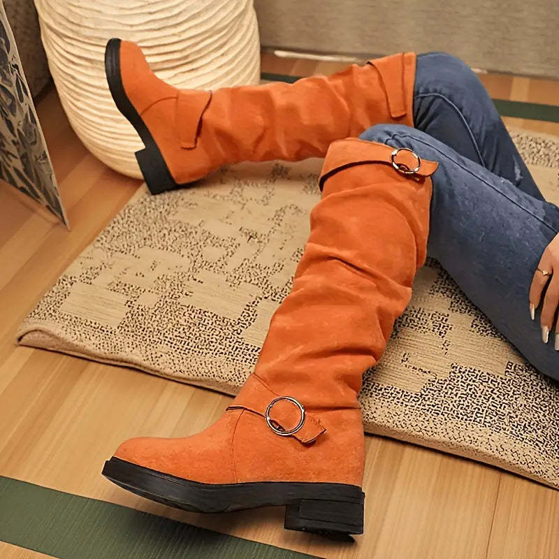 🔥Posledný deň akcie 50% ZĽAVA - Dámske retro semišové jazdecké topánky s rukávmi