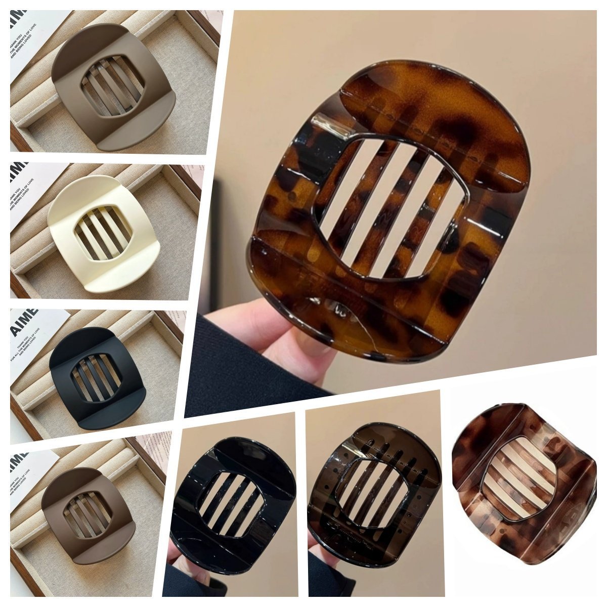 Ležérna všestranná jednofarebná sponka do vlasov s plochým lemovaním