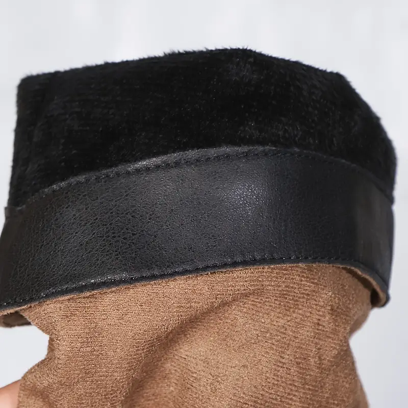 womens solid color stylish boots   belt pull on   slouchy boots   calf round toe boots Product details 17