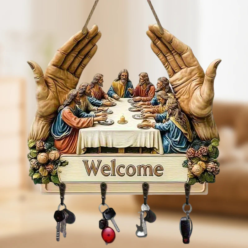 Nástenný dekoratívny drevený držiak na kľúče 🔑