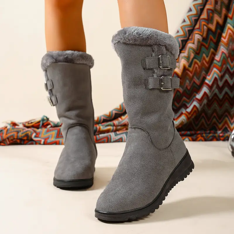 womens   calf boots with side zipper plush rubber sole   comfortable casual dress shoes with arch support cushioned insole   versatile for music festivals travel casual attire cute boots festival footwear Product details 5