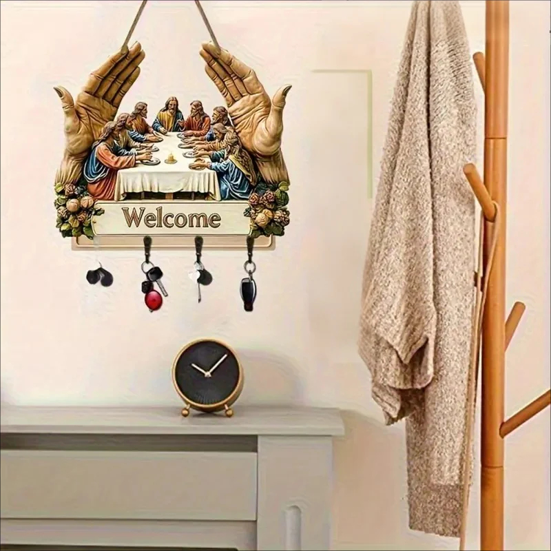 Nástenný dekoratívny drevený držiak na kľúče 🔑