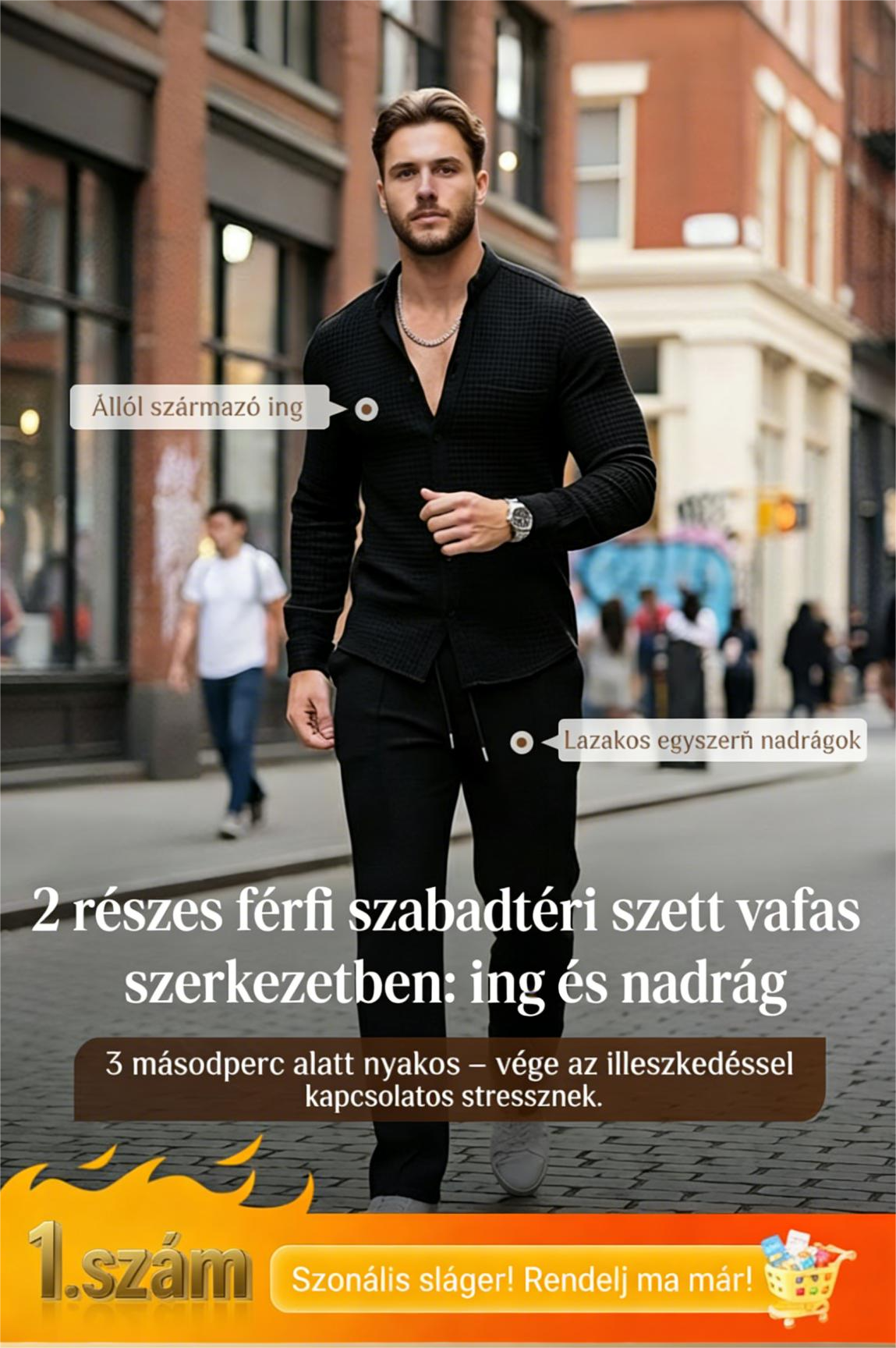 🔥 Špeciálna cena! Zľava 60%! 🔥💥Pánska ležérna dvojdielna súprava: vaflový sveter + nohavice