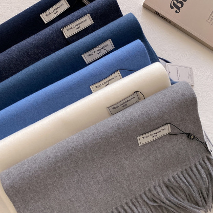 Solid color wool women's warm scarf