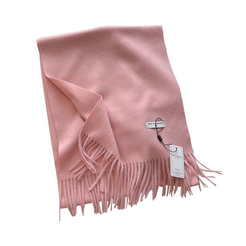 Solid color wool women's warm scarf