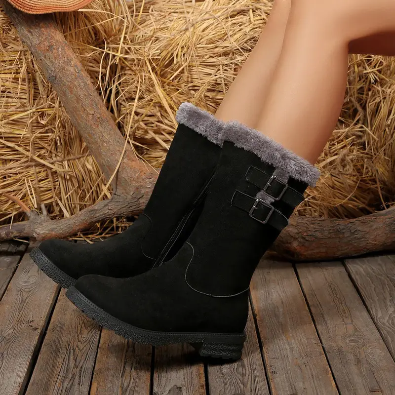 winter new fashionable thick warm and non boots plush long tube boots versatile womens snow boots winter boots for women cowgirl boots boots for women womens boots cold winter footwear plush tube boots winter ankle boots solid color boots plush design hand wash care durable pu sole womens female cowgirl style Product details 4
