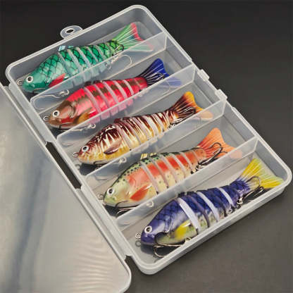 🔥🎣 Profesionálna, segmentovaná plávajúca nástraha – Ručne vyladený pohyb, 3x silnejšie háčiky, testované na ostriežoch na jazere Lake Fork 🐟