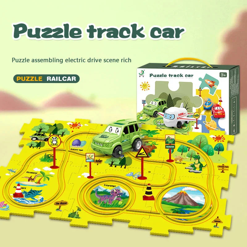 Detská vzdelávacia hracia sada s autodráhou a puzzle