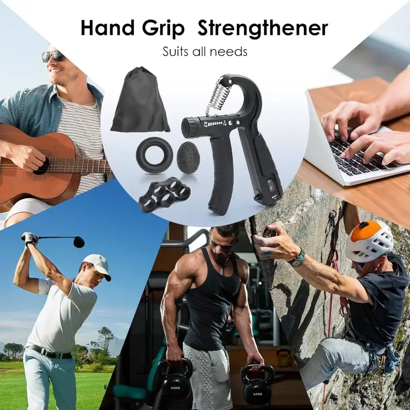grip strength trainer hand gripper strengthener set 5 pack adjustable hand gripper 2 pack with click counter   grip ball   11 132 lbs forearm strengthener athletes rock climbing forearm strengthener   Product details 4