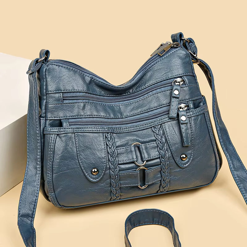 Kabelka cez rameno z pranej kože 👜