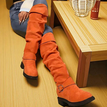 🔥Posledný deň akcie 50% ZĽAVA - Dámske retro semišové jazdecké topánky s rukávmi