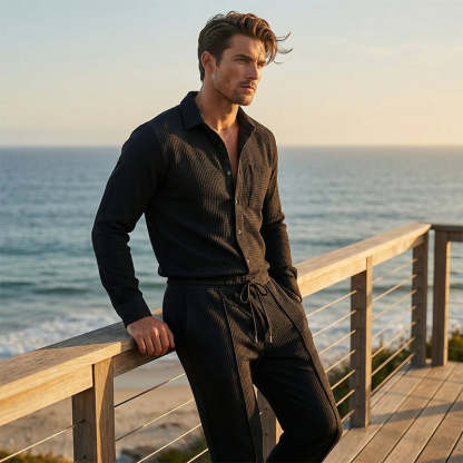 💥Pánska ležérna dvojdielna sada: mikina s vaflovým vzorom + nohavice