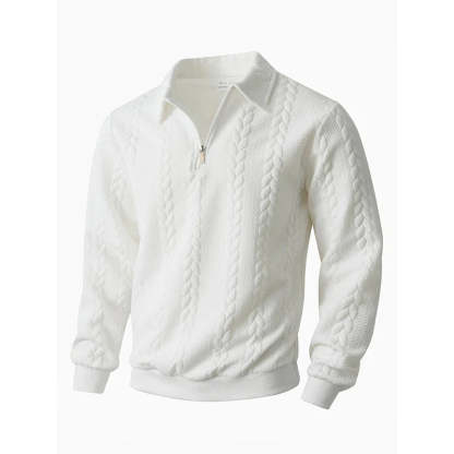 Pánsky ležérny pletený sveter s pol zipsom