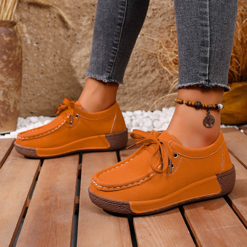 🔥🌟【50% zľava】Dámske topánky s hrubou podrážkou a okrúhlou špičkou - Pohodlné a moderné topánky s oporou pre chodidlo, ktorá tlmí nárazy a pomáha udržiavať správne držanie tela.