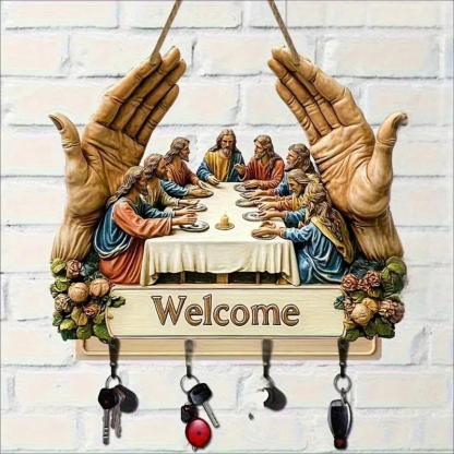 Nástenný dekoratívny drevený držiak na kľúče 🔑