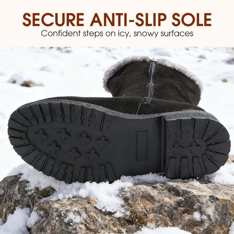 Teplé dámské sněhule střední výšky s plyšovou podšívkou