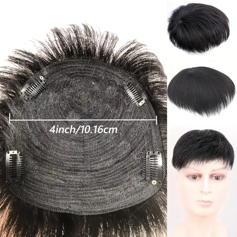 mens womens realistic human hair clip on wig breathable clips natural looking for bald forehead thinning hair for men hairpiece for men hairpiece for women Product details 5