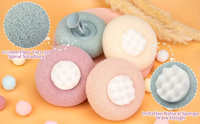 2 buc. bile de baie ultra-moale cu floarea-soarelui și ventuze - burete exfoliant 2-în-1 și perie de curățare pentru bărbați și femei Detaliile articolului 2