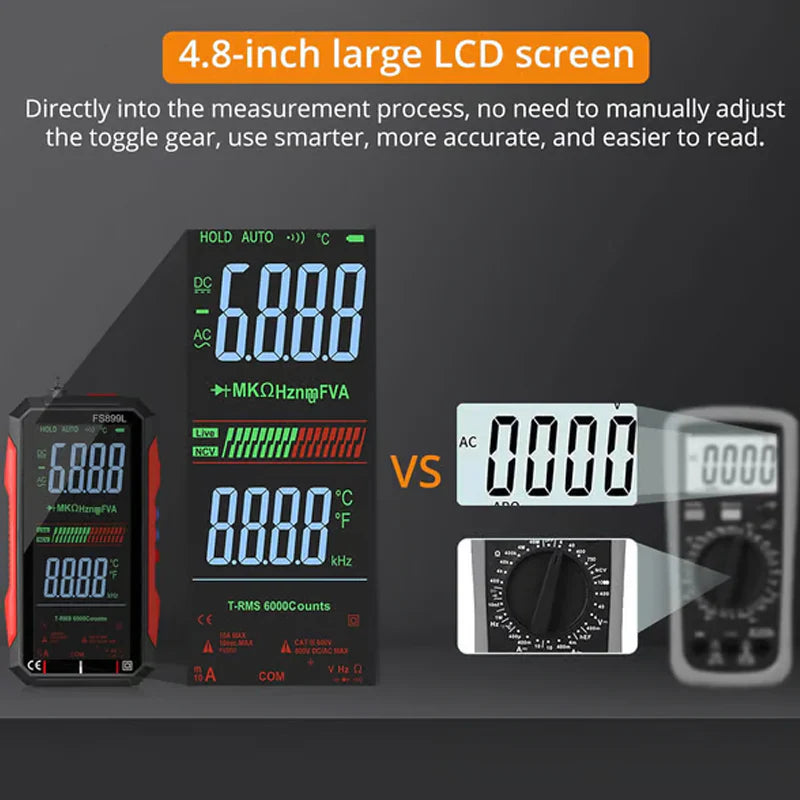 Dobíjací digitálny multimeter s USB - True RMS, automatické prepínanie rozsahu a podsvietený LCD displej, CAT III 1000V