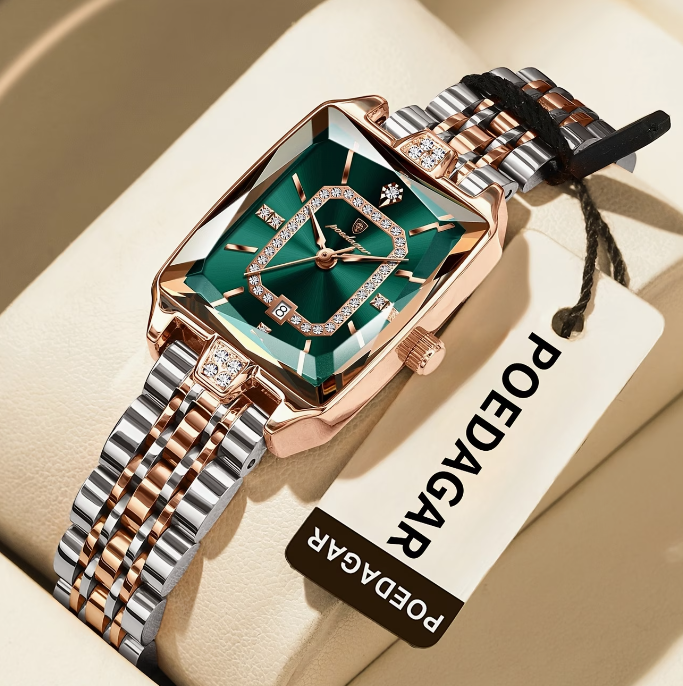 Luxusné dámske hodinky | Elegantné, vodeodolné, quartzové hodinky pre ženy s obdĺžnikovým puzdrom z nehrdzavejúcej ocele a ciferníkom rôznych farieb