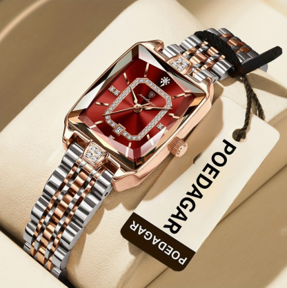 Luxusné dámske hodinky | Elegantné, vodeodolné, quartzové hodinky pre ženy s obdĺžnikovým puzdrom z nehrdzavejúcej ocele a ciferníkom rôznych farieb