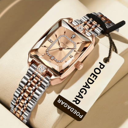 Luxusné dámske hodinky | Elegantné, vodeodolné, quartzové hodinky pre ženy s obdĺžnikovým puzdrom z nehrdzavejúcej ocele a ciferníkom rôznych farieb