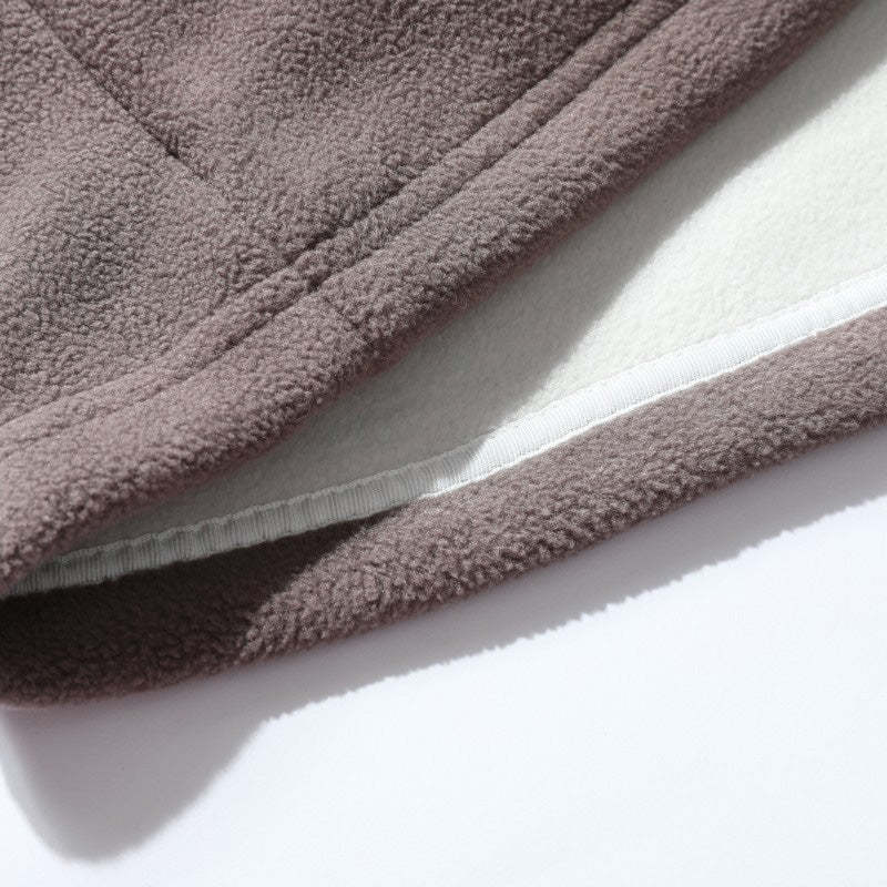 Pánska teplá bunda s kapucňou z umelého flísu s dvojitou stranou 