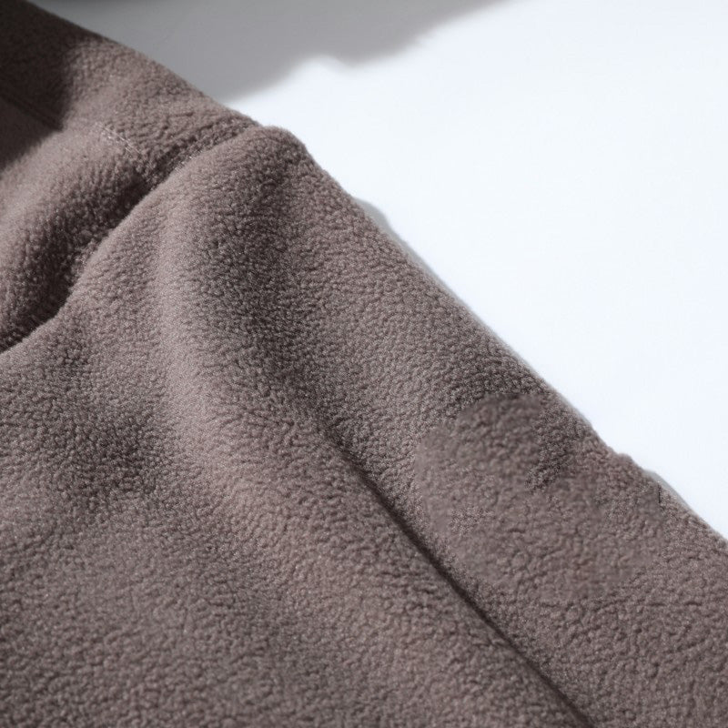 Pánska teplá bunda s kapucňou z umelého flísu s dvojitou stranou 