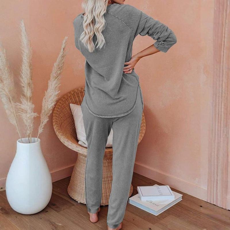 Dámsky ležérny, voľný strih, dvojdielny set topu a nohavíc