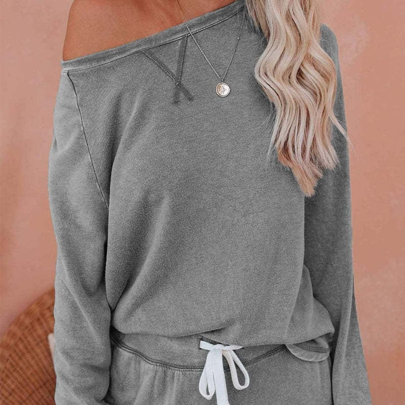 Dámsky ležérny, voľný strih, dvojdielny set topu a nohavíc