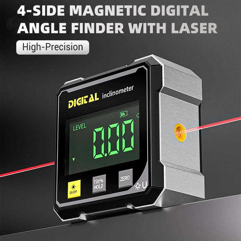 📐4 stranný magnetický digitálny uhlomer s laserom