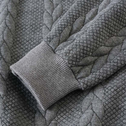 Pánsky ležérny pletený sveter s pol zipsom