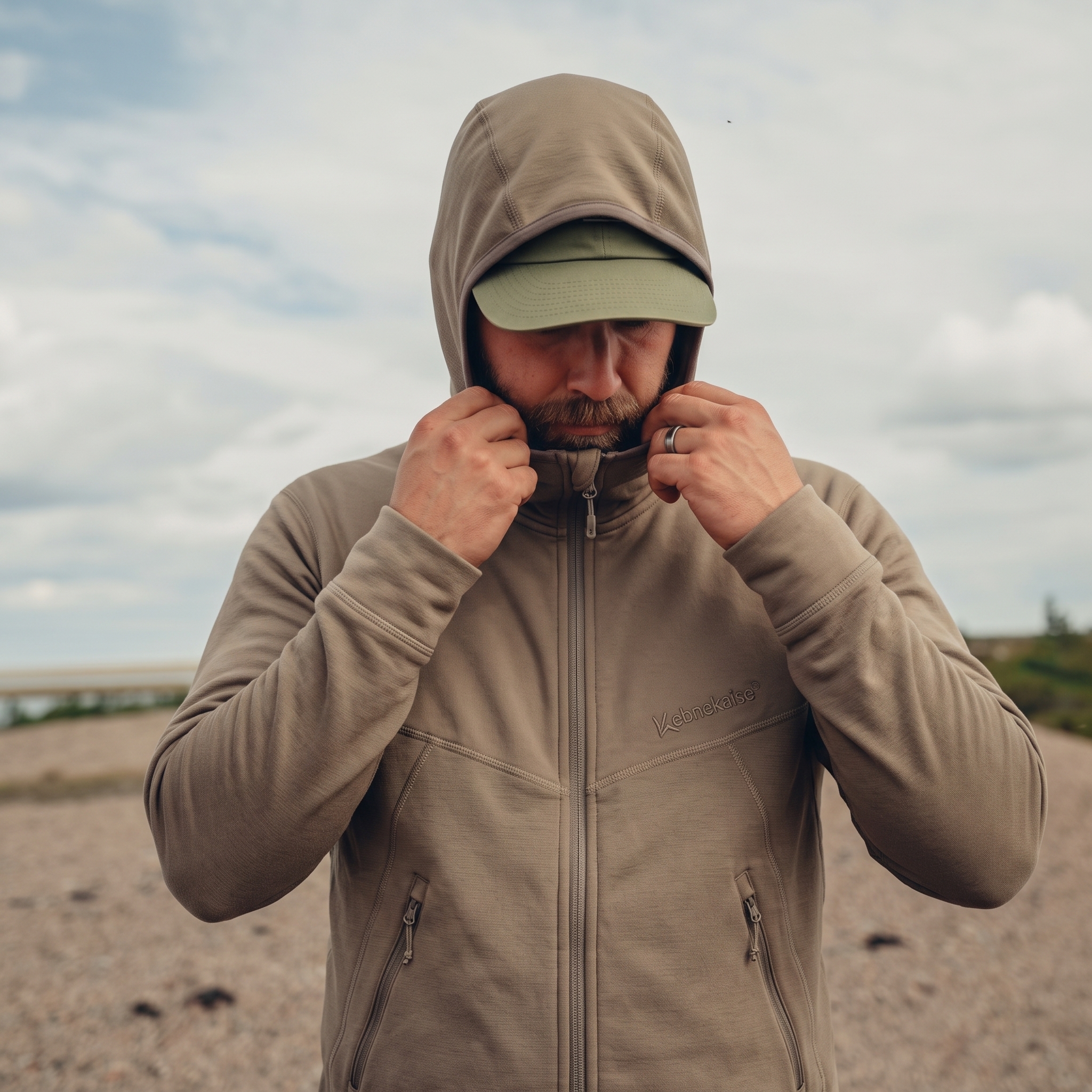 Men's fleece warm hooded jacket