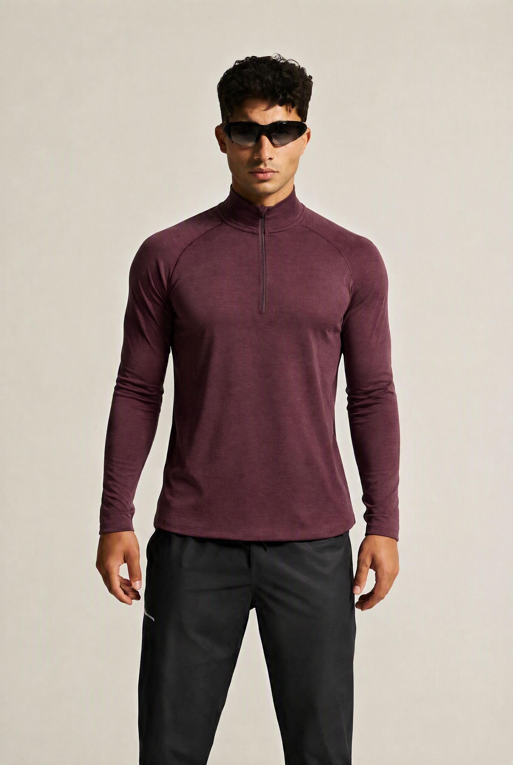 Men's Mixed Merino Wool 1/4 Zip Top