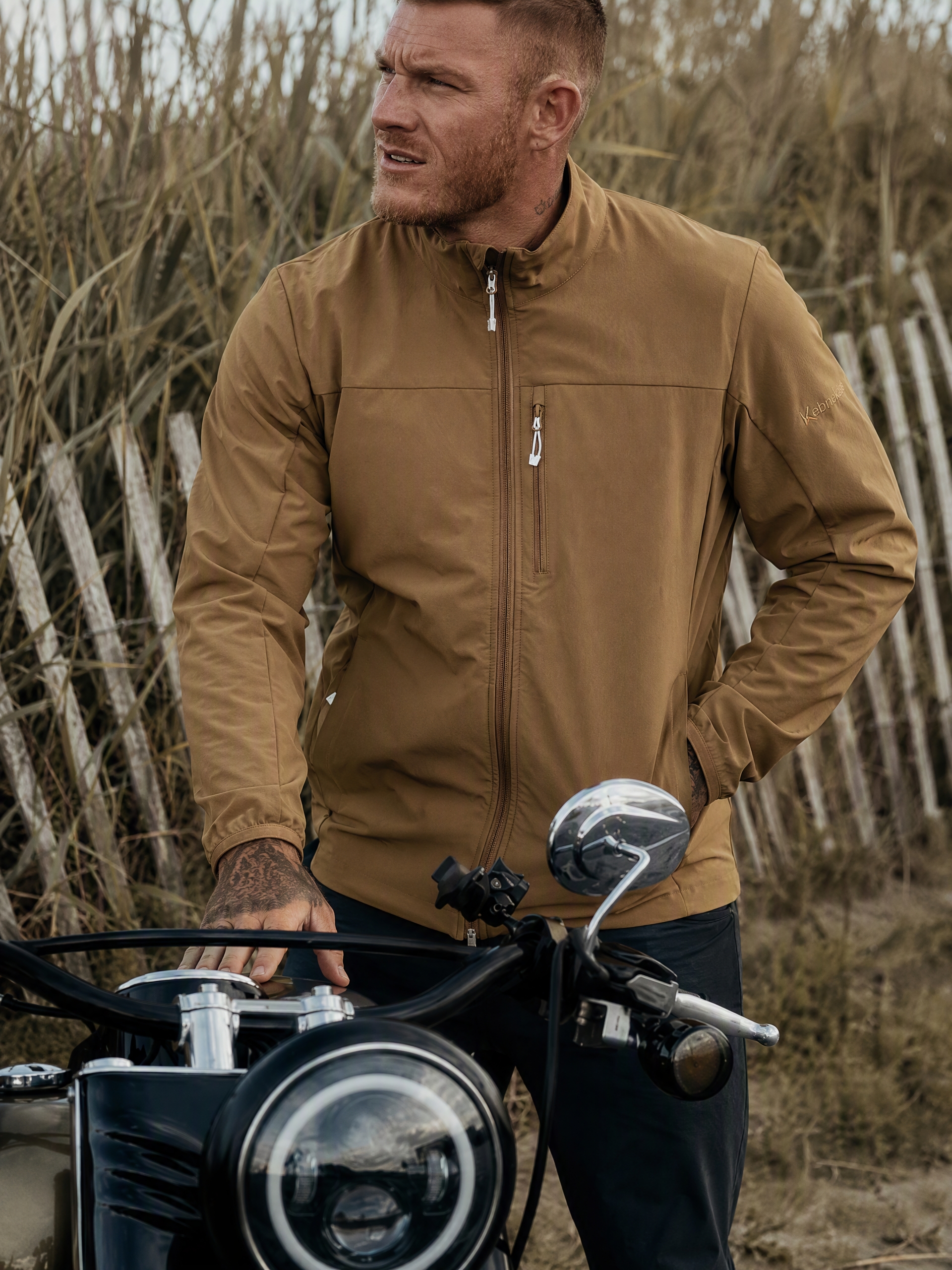 Men's Stand Collar Softshell Jacket Outdoor Windproof Casual Coat