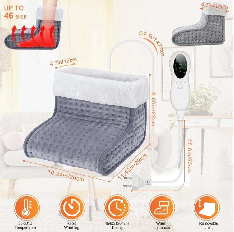 🎁TikTok Last Day Sale - 60% OFF🎉Electric Foot Warmer With Washable Lining (Dark Gray) 🔥🧦