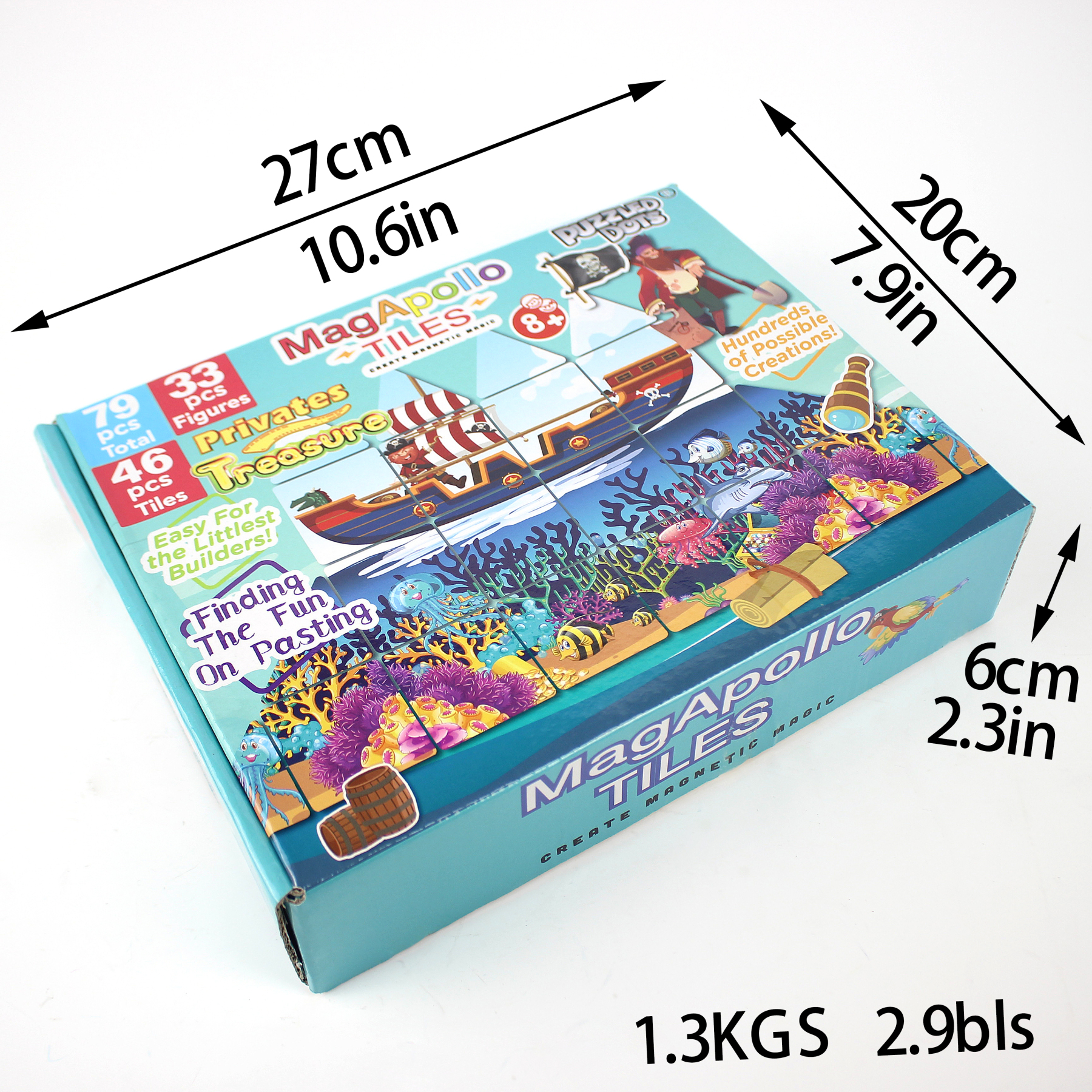 PuzzledDots Magnetic Tiles-Pirates Golden Land  Educational  Toys in Modeling 