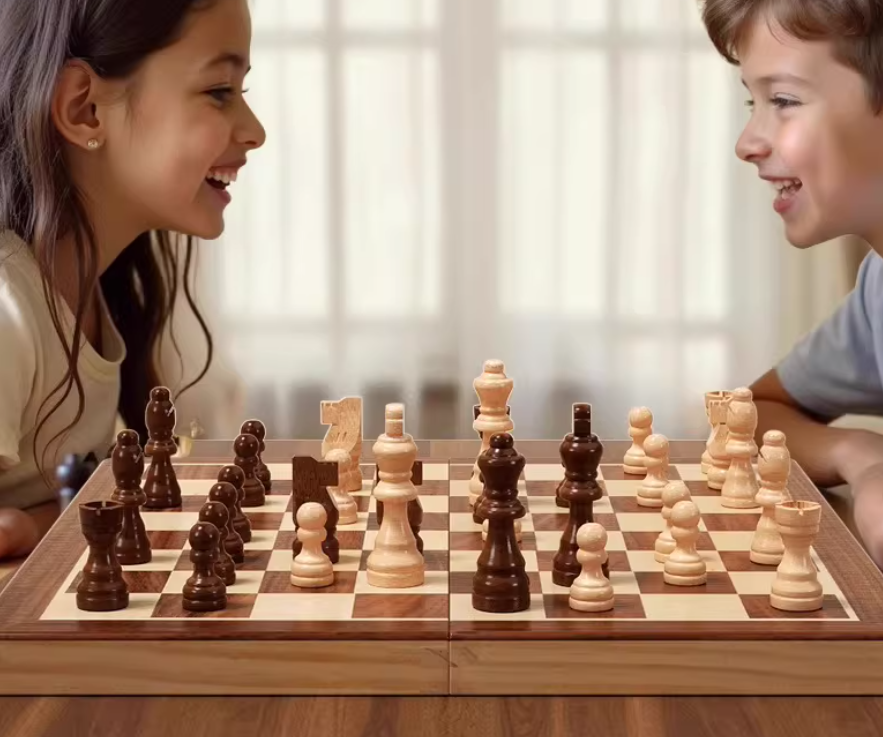 PUZZLED DOTS CHESS GAMES ENTIRELY WOOD  2 COLORS Available 