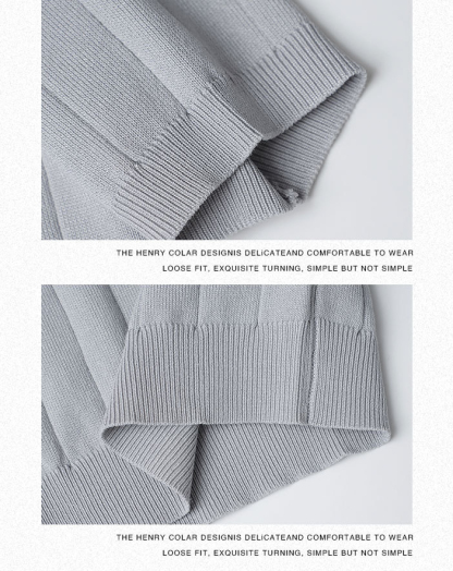 Men's "Old Money" Style Solid Color Light Luxury Commuter Short Sleeve Striped Knit Shirt