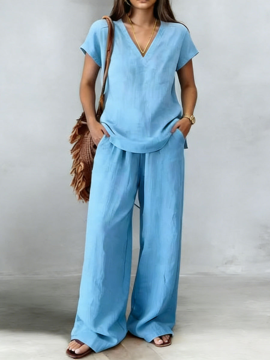 Casual And Cozy Minimalist Linen Two-piece Set