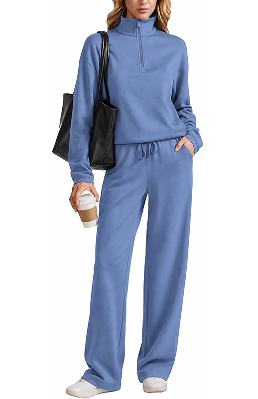 CLEARANCE SALE💥Women’s Half-Zip Stand Collar Pullover and Drawstring Pants Two-Piece Set