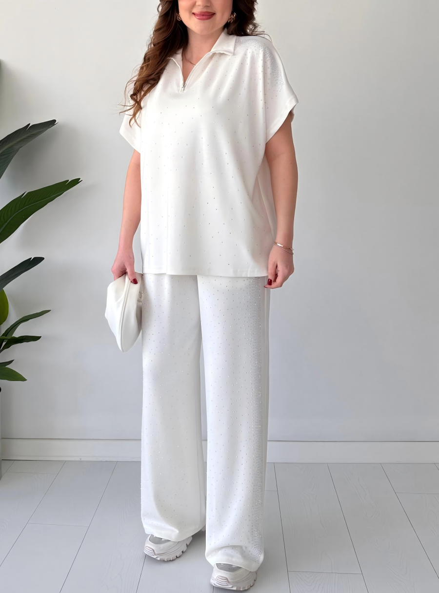 CLEARANCE SALE🔥Women's Zipper Rhinestone Modal Set