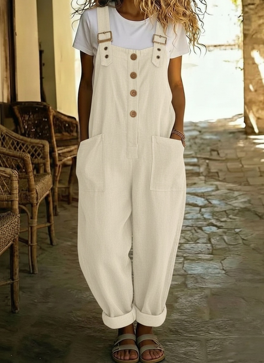 CLEARANCE SALE🔥 Women's Casual Linen And Cotton Jumpsuit With Adjustable Straps