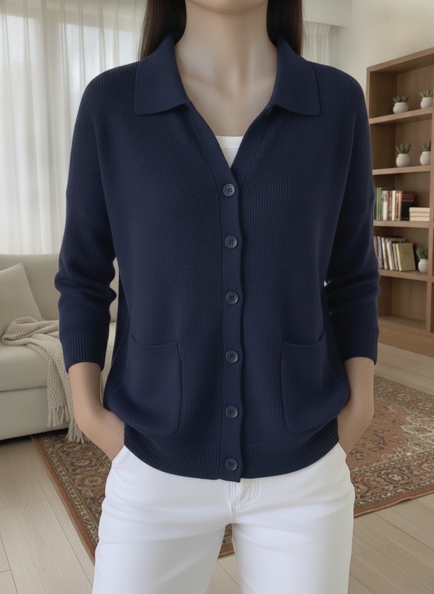 CLEARANCE SALE🔥Women's Ribbed Knit Polo Cardigan